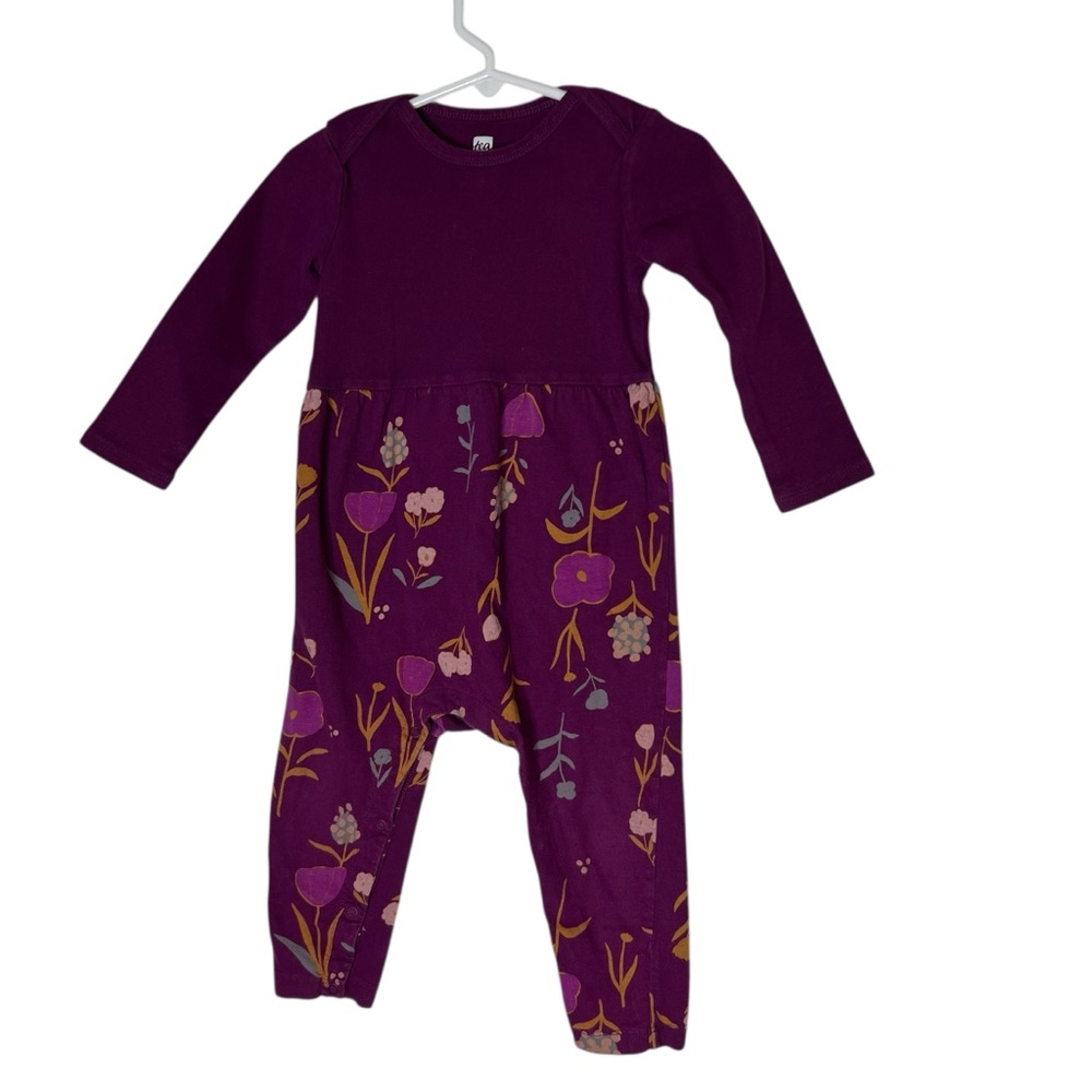 Tea Collection Two Tone Romper Floral Size 12-18 months